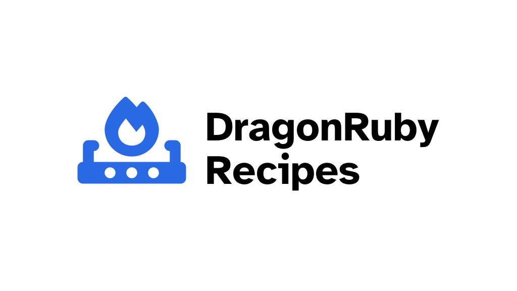 Blue grill with flame and text that says 'DragonRuby Recipes'