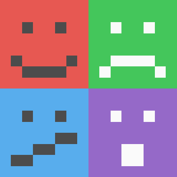 square of four pixel smiley faces